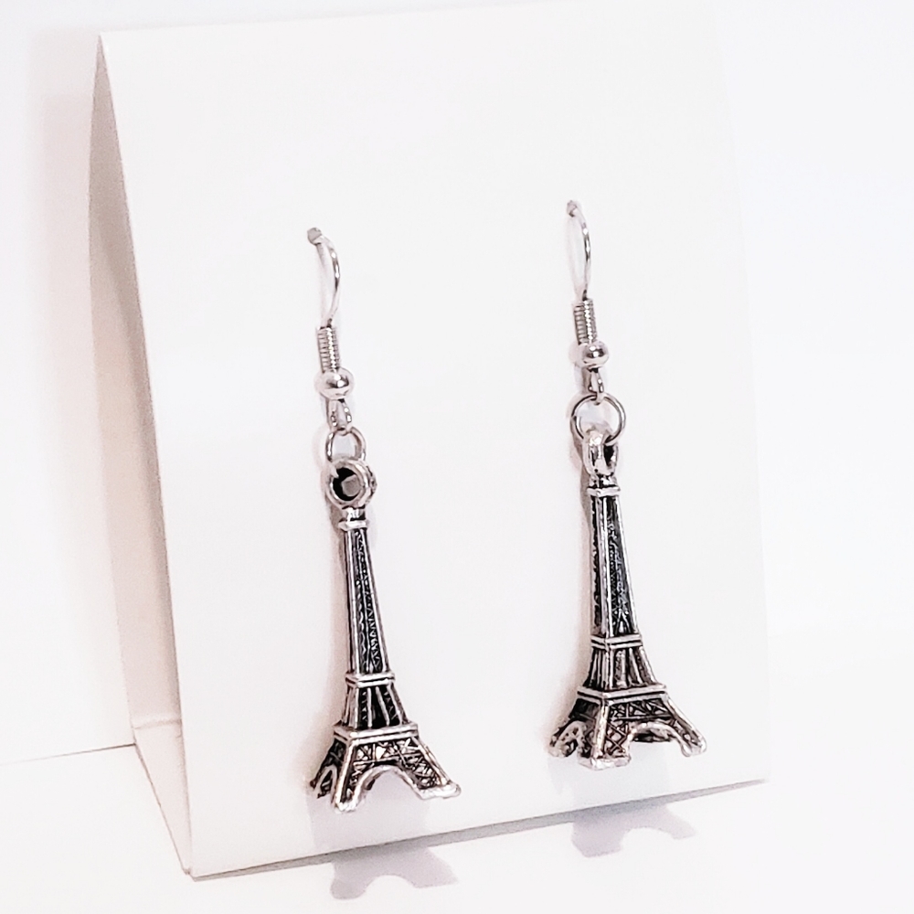N. Eiffel Tower French Hook Earrings